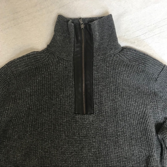 Banana Republic NWOT wool/leather sweater men’s L - Picture 4 of 8